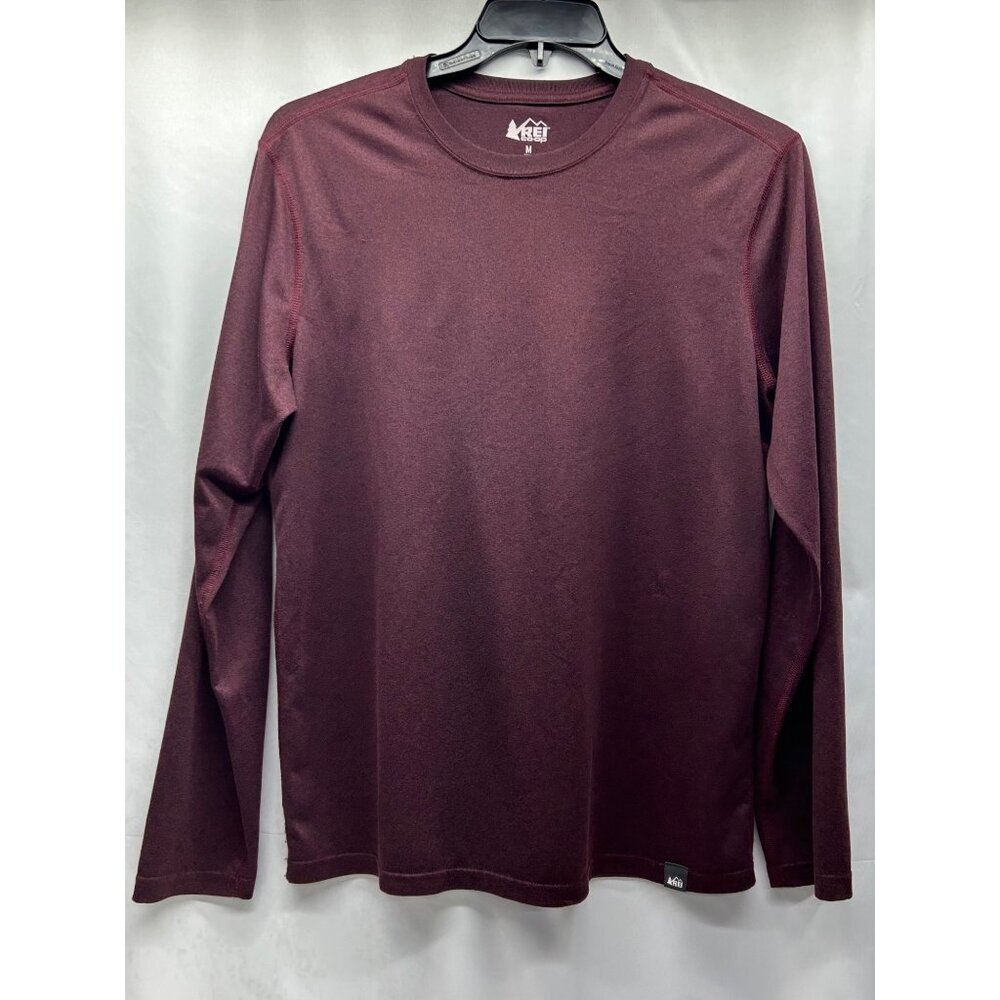 REI Co-Op Men's Maroon Long Sleeve Performance Shirt M Hiking Camping Active Wea